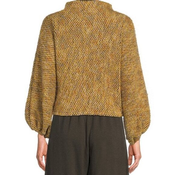 Bryn Walker Anna Giallo Knit Funnel Neck Gathered Long Sleeve Sweater Size Med - Picture 8 of 8